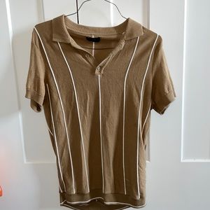 60s style men’s collared shirt in tan